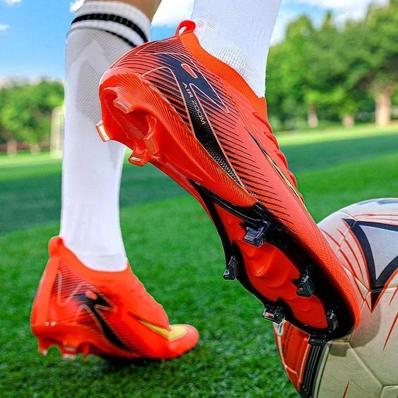 New Men Football Boots Cleats Shoes Soccer Long Spikes Training Ultralight Outdoor Drop Soccer Shoes FG Non-Slip