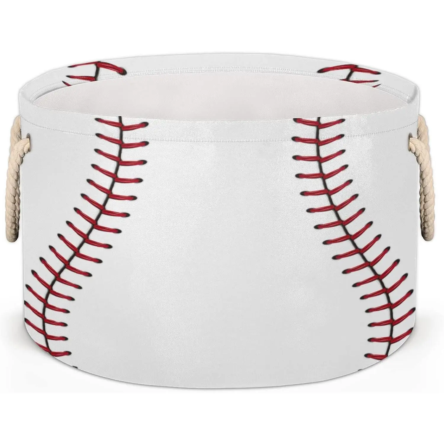 Baseball Large Round Storage Basket Sport Baseball Collapsible Circle Storage Bin Laundry Hamper With Handle for Kids Toy Blanket Dirty Clothes Towel Living Room Nursery Storage Organizer Decor