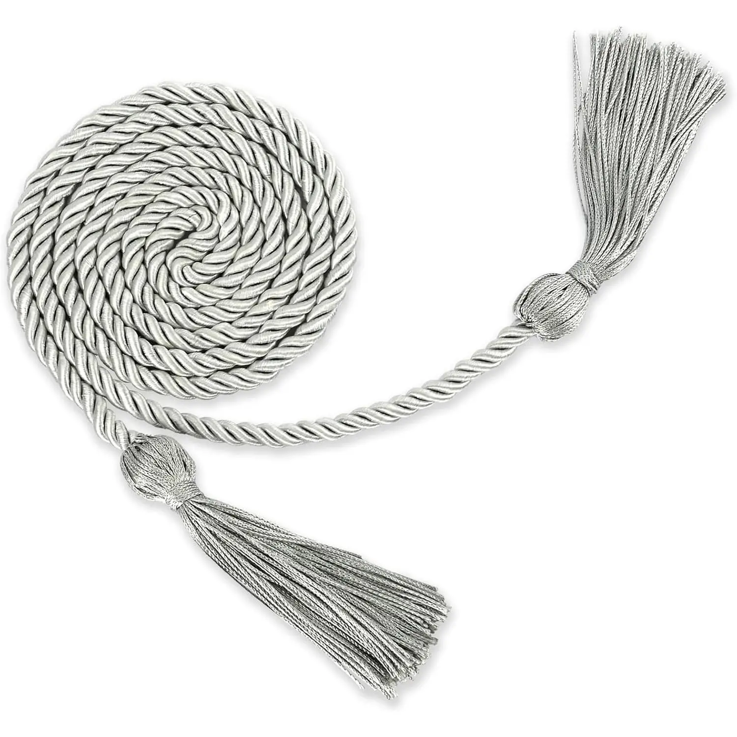 2026 Silver 67" Long Braided Graduation Honor Cords Ropes Accessories for Bachelor Gown Graduation Decorations