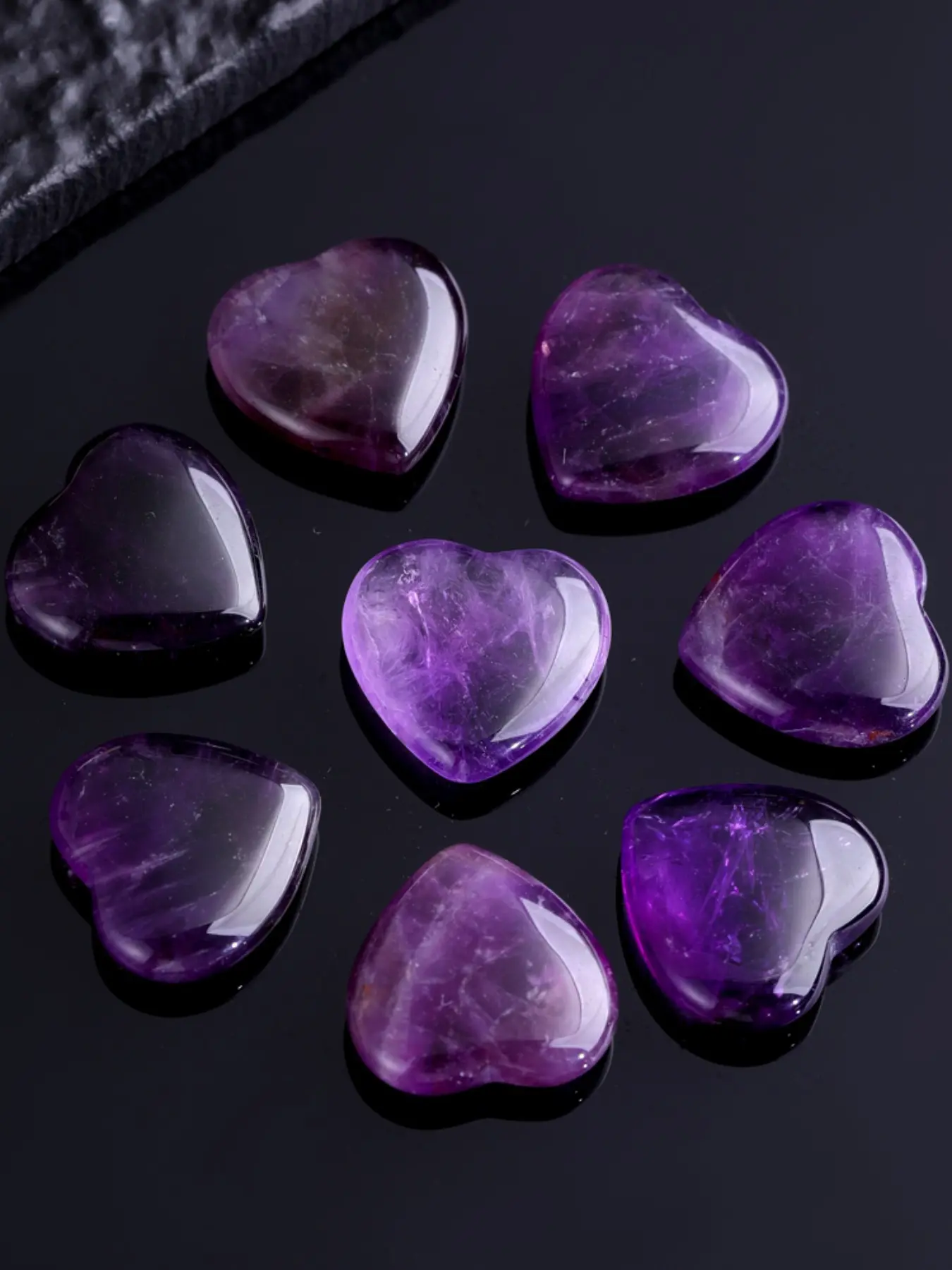 8 Natural Amethyst Heart-Shaped Stones, 0.78 Inches, Hole-Free, DIY Jewelry Making, Perfect for Unique Accessories