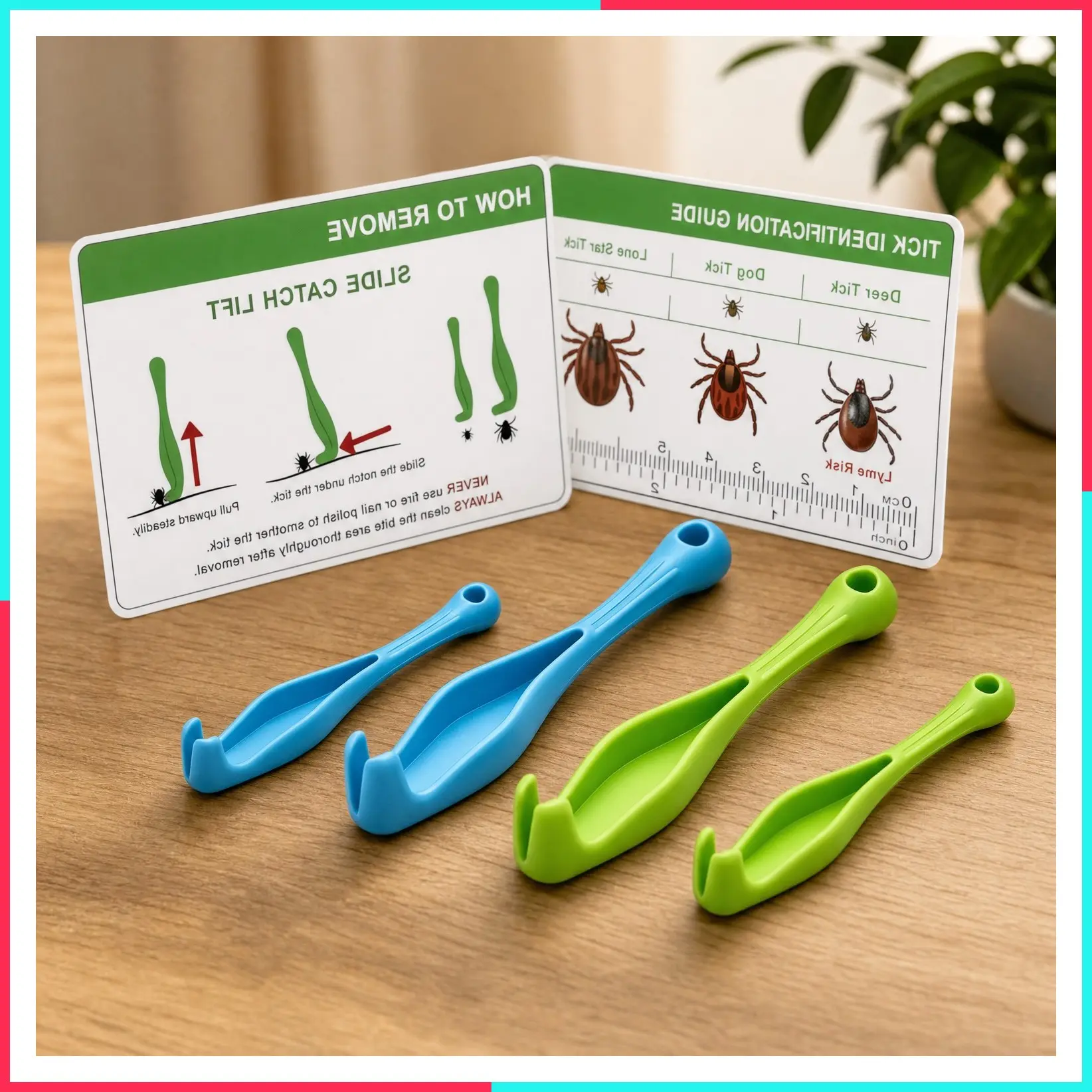 Tick Removal Tool & Twister Kit for Dogs, Cats & Humans, 4-Pack Portable Tick Remover Spoon & Puller Set with ID Card - First Aid Pet Tick Hook Picker for Camping, Hiking & Outdoors