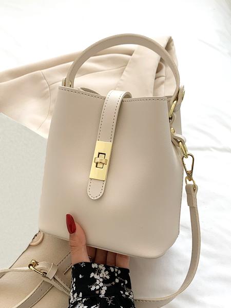 Small and simple fashion bucket bag with niche design, multiple colors, metal buckle handbag, casual trendy handbag, crossbody bag, fashionable commuter bag, versatile and large capacity, suitable for office workers shopping, dating, etc.