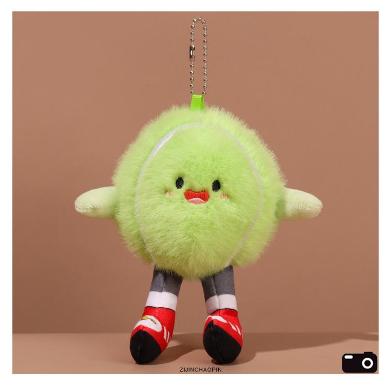 Cute Cartoon Sports Equipment Ball Plush Pendants Creative Series Keychains Toys Dolls Claw Machines