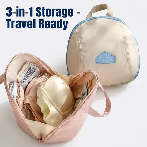3 in 1 Underwear & Socks & Clothes Travel Storage Bag, 1 Count Portable Travel Accessory Zipper Travel Organizer Bags with Compartments, Travel Essentials Organization Pouch, Travel Pouches, Washable Storage Organizer for Home & Travel Travel Accessories