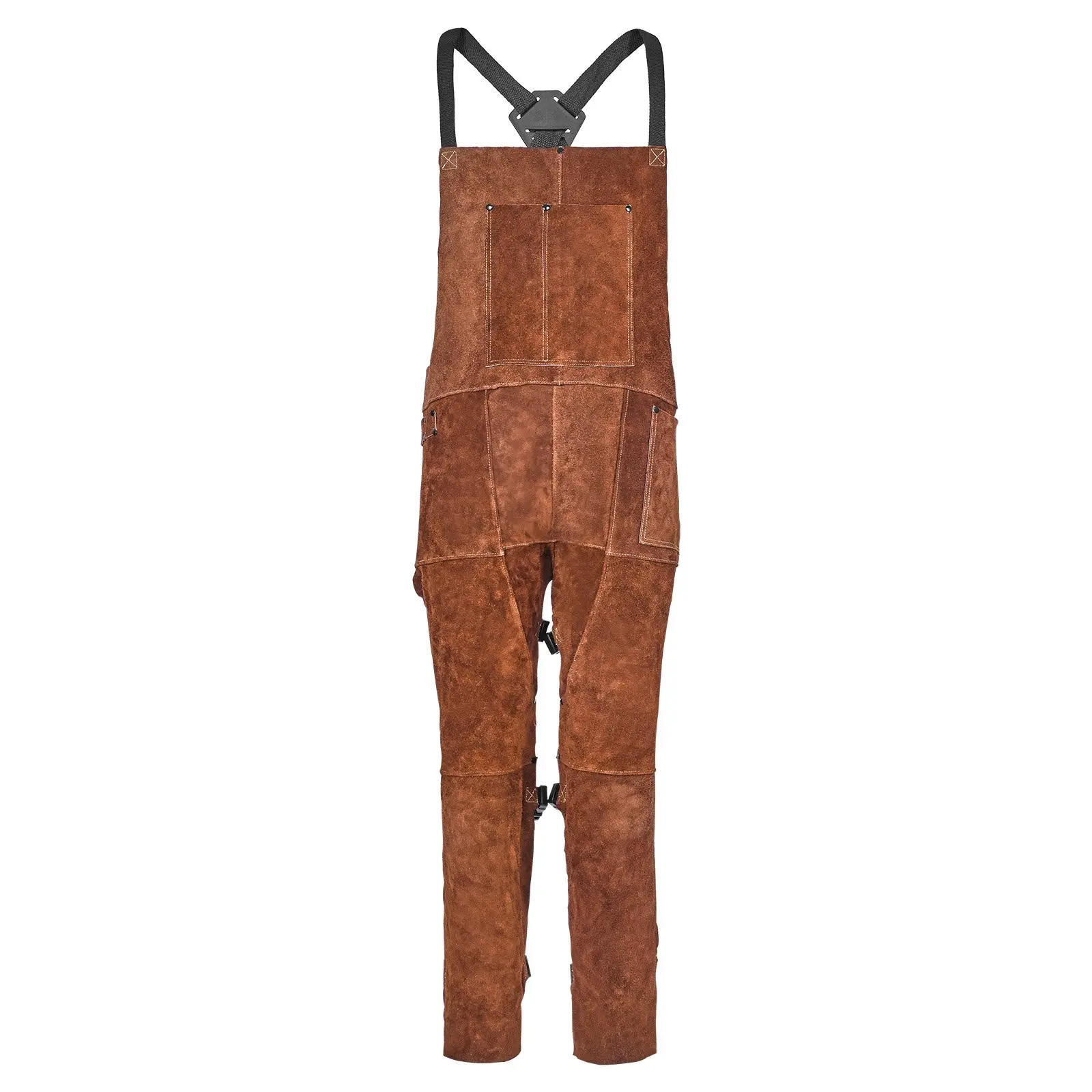 VEVOR L-Size Heavy Duty Cowhide Split Leg Leather Welding Apron, Flame-Resistant Heat-Resistant Safety Apron with 3 Pockets 2 Leather Hanging Loops, 24-Inch Wide 48-Inch Long for Men Grilling Woodworking Blacksmithing