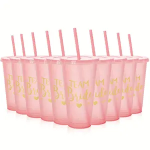 Suitable for bachelor parties, these cups come with lids and straws and are an ideal choice for bridesmaids. These plastic travel cups are perfect for wedding celebrations and as gifts for bachelor parties.
