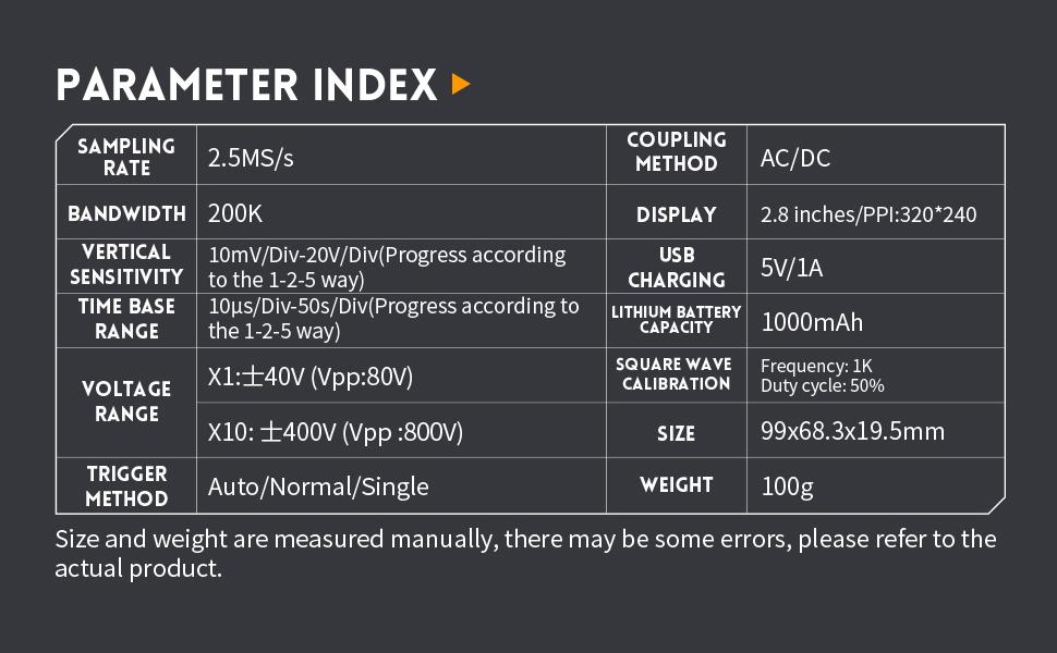 Oscilloscope Multimeter, DSO152 2.8" TFT Kit - Automotive Oscilloscope, 2.5MS/s High Sampling Rate, 200KHz Bandwidth, Trigger Function Auto/Normal/Single
