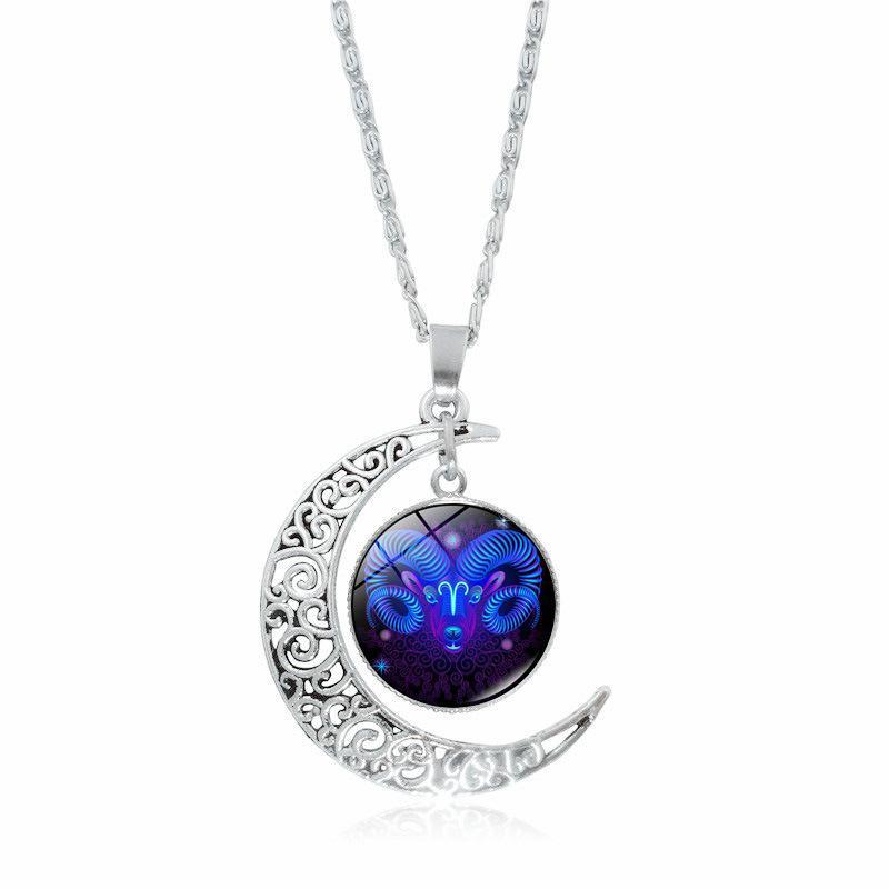 The Best-Selling 12 Constellation Necklaces in 2026 Twelve Zodiac Time Gemstones Moon Glass Pendants European and American Necklaces with Glowing Constellation Designs