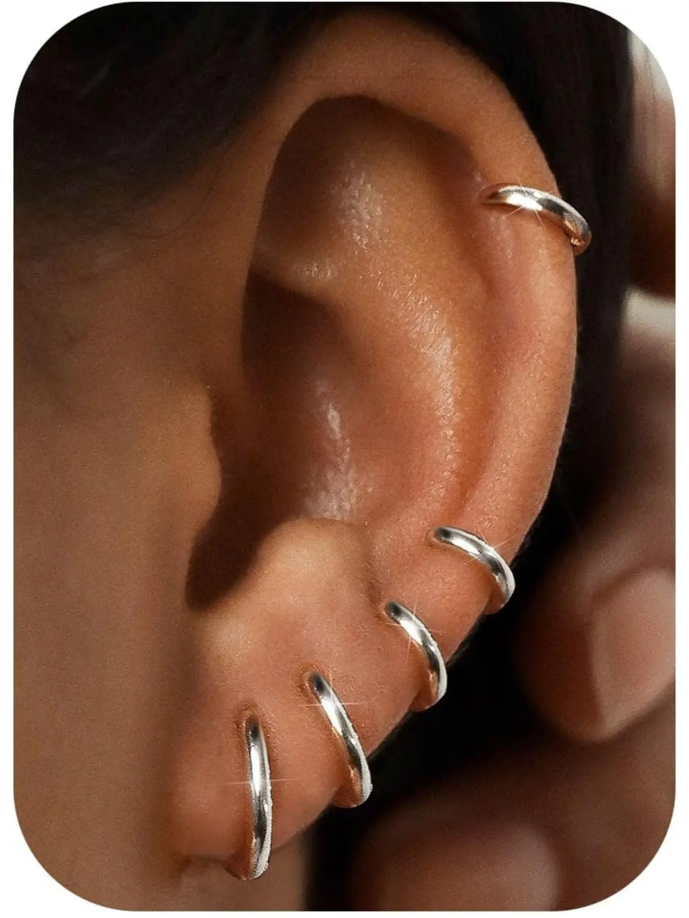 5 Pairs Small Sterling Silver Post Hoop Earrings Set for Women Lightweight Tiny Huggie Hoops Silver Plated Mini Cartilage Earrings Pack Earring Stacking Set Hypoallergenic Ear Piercing Fashion Earrings