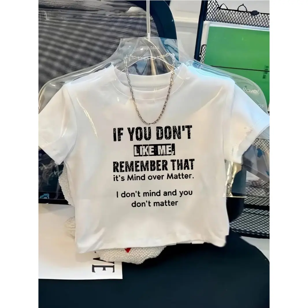 Sassy Funny Quote Print White Crop Top For Women Short Sleeve Casual Summer T Shirt Y2K Streetwear Slim Fit Soft Comfy Daily Outfit Aesthetic Tee