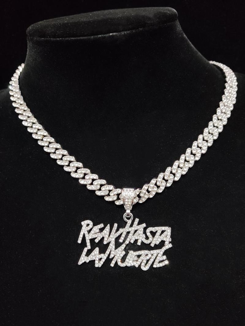 Fashion Letter Detail Pendant Cuba Necklace for Men & Women, Zinc Alloy Hip Hop Jewelry for Party, Club, Matching Punk Accessories As Gift for Women & Men