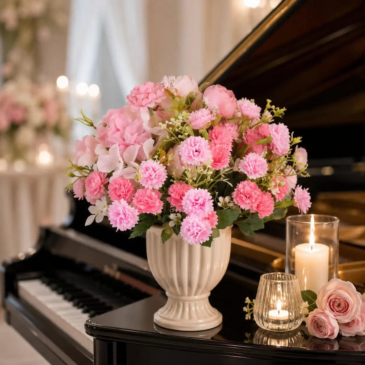 8pcs Mixed Floral Arrangement, Peony and Hydrangea with Eucalyptus Leaves, Ideal for Valentine's Day, Easter, Wedding Decor, Artificial Flowers Bouquet, Artificial Flower Bouquets