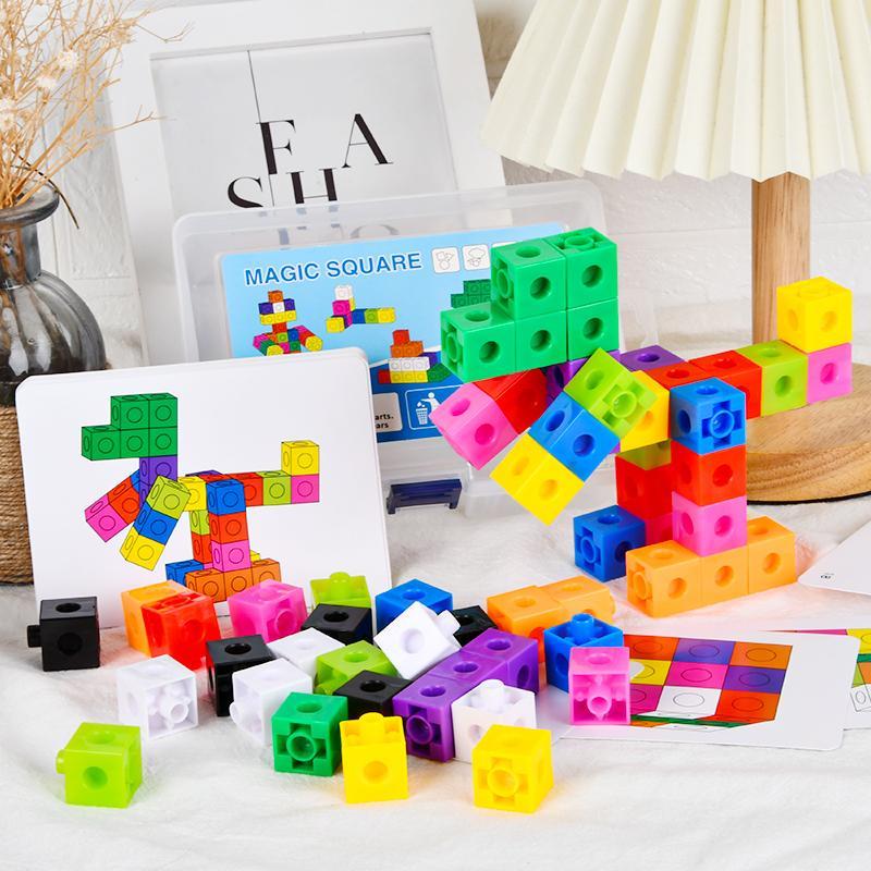 Colorful Cube Puzzle Toy, 60 Pcs/Set Intelligent Cube Puzzle with 30 Pcs Double-Sided Activity Cards, Logical Thinking Training Toy, Shape Recognition Puzzles #GLOBAL PICKS
