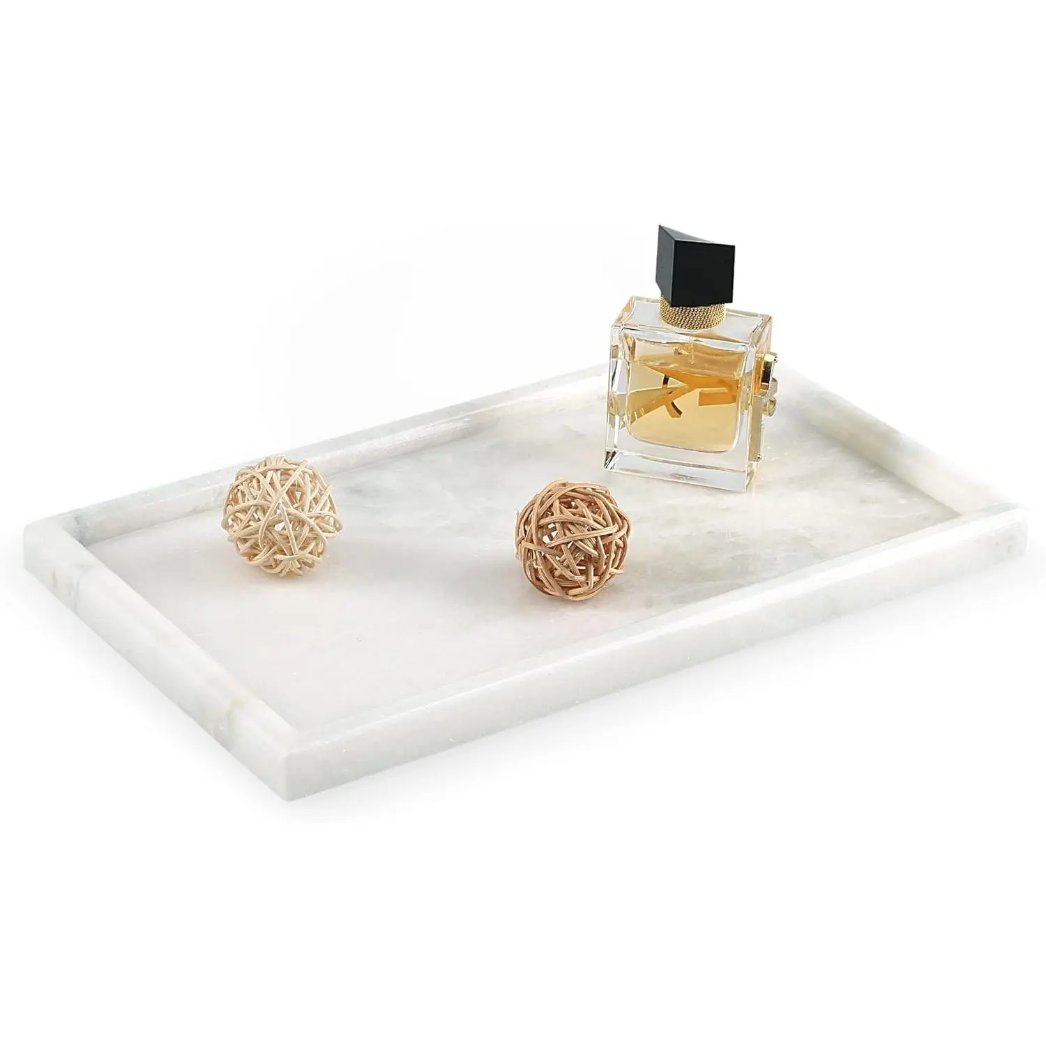 12"x7" Natural African Marble Decorative Tray for Coffee Table Vanity, Holds Jewelry Watch Perfume Candle, Suitable for Bedroom Bathroom Kitchen Countertop Decor