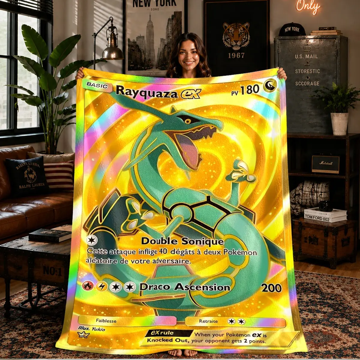Soft Flannel Blanket with Card Print, Warm and Comfortable, Anti-Pilling, Ideal for Bed, Sofa, Office, Camping, Travel