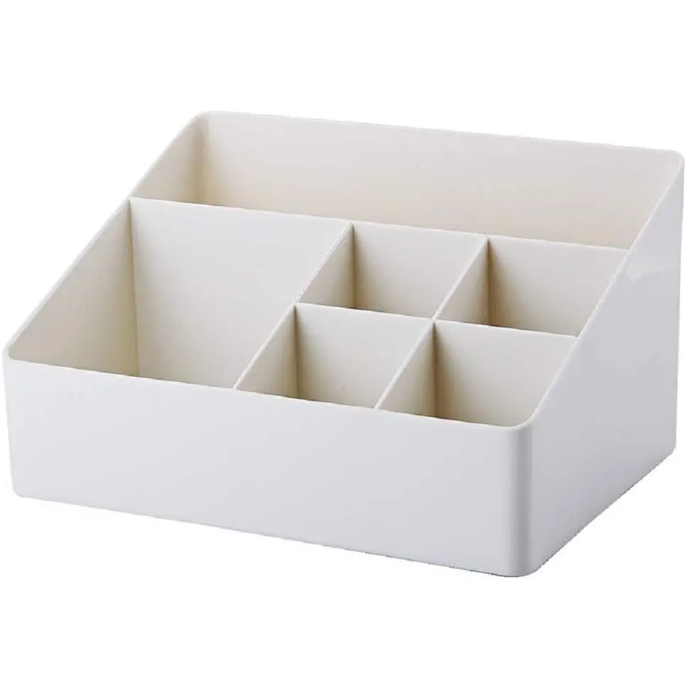 Organizer Bedside Table Organizer Makeup Organizer | Storage Box - 6 Compartments (White)