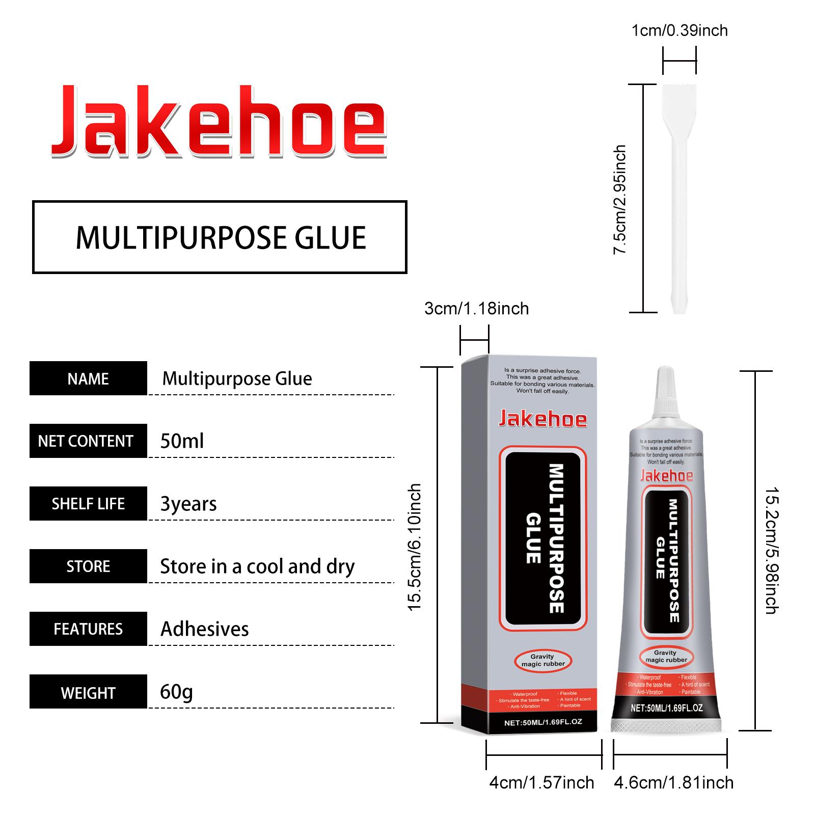 Jakehoe Multi-Purpose Glue, Liquid Adhesive Waterproof Leather Fabric Patch Cracks Multi-Purpose Glue