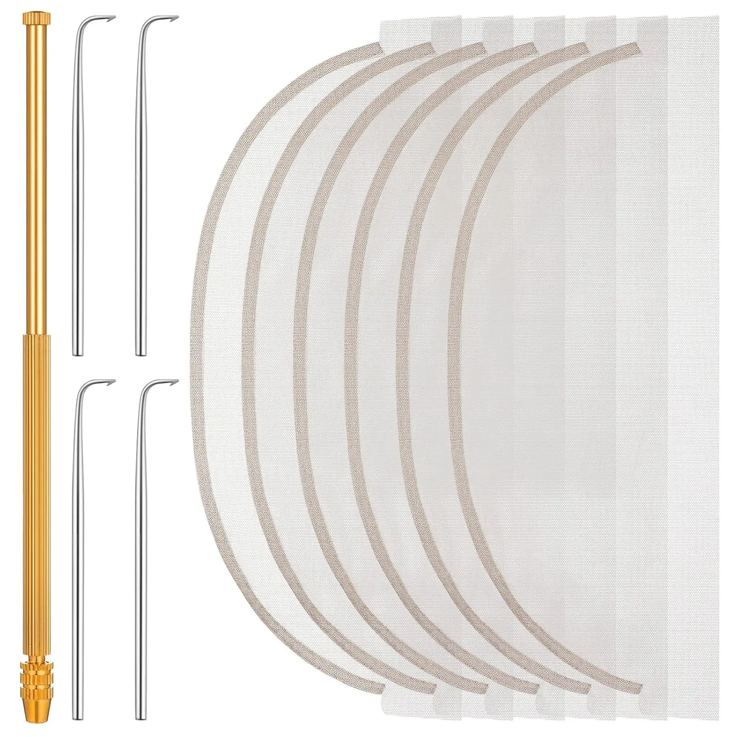 11 count Wig Making Kit Including 4 count 13 × 4in Wig Lace and Wigs Installation Kit - 4 Ventilating  and 1 Brass Ventilating Holder, Comprehensive Wigs Making Supplies for Beginners, Professionals