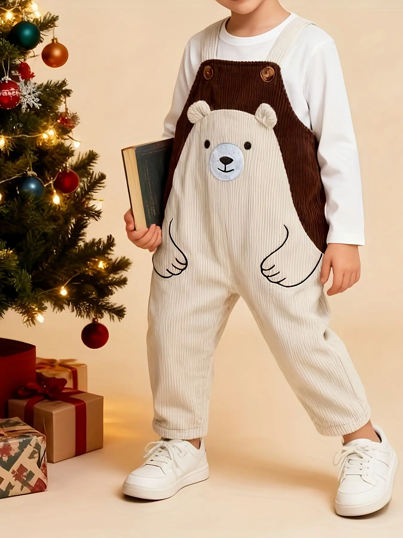 Adjustable Button Strap Pants Overalls, Cute Playful Animal Pattern, Loose-Fitting, All Seasons, Boys' Long Pants for Infants and Toddlers