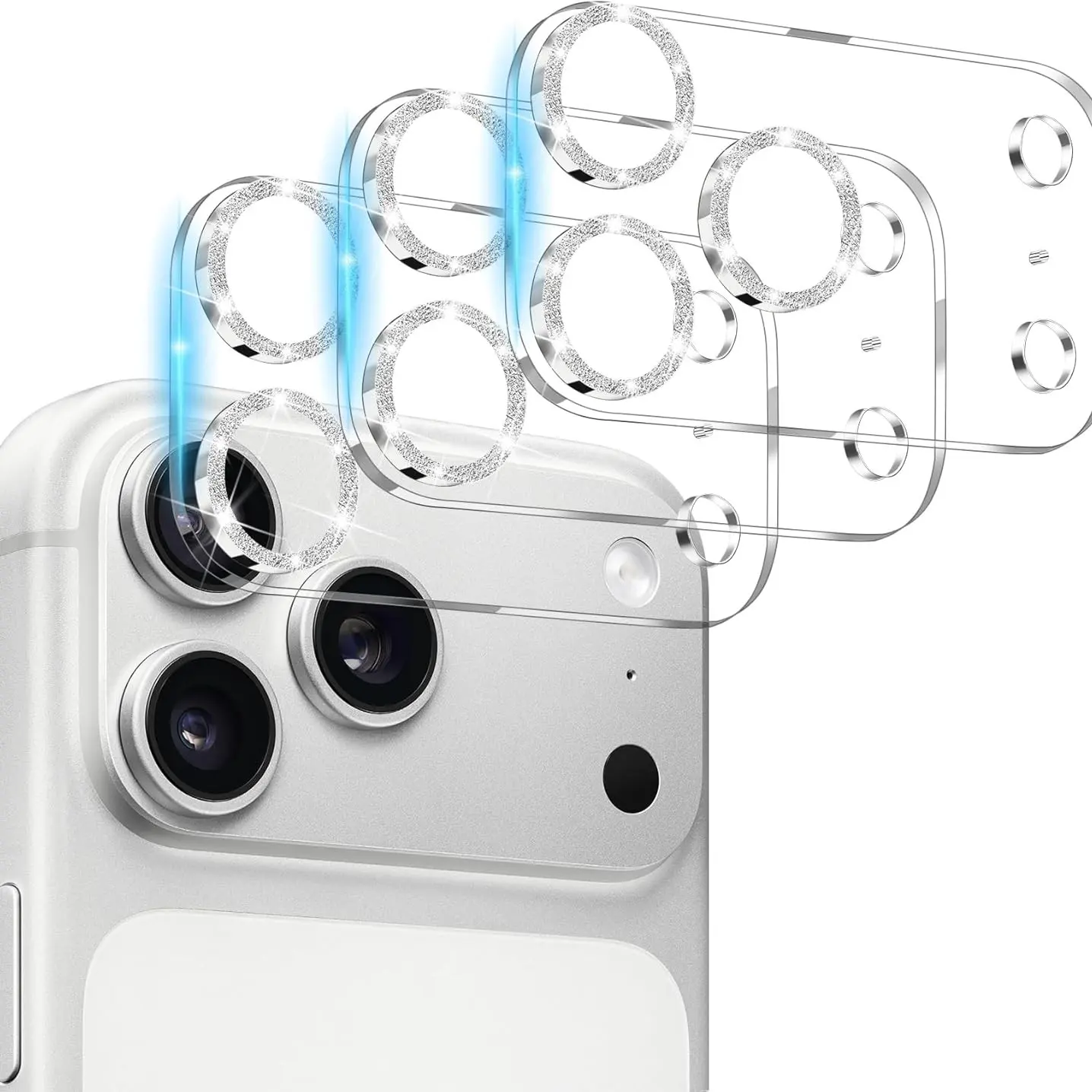 3-Pack Glass Lens Film, Aluminum Alloy 9h Durable Tempered Glass Camera Lens Protector for iPhone 17/16/15/14/13/12/11 Pro Max/mini/plus, High Transparency
