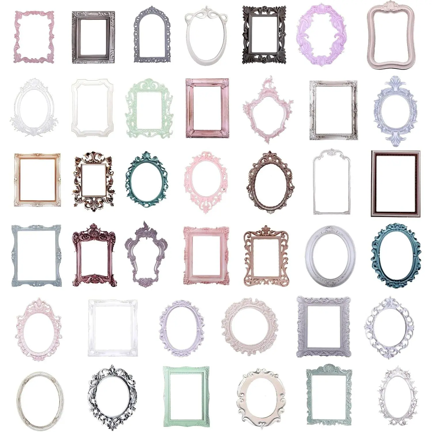 40 count Scrapbook Frames,  Frame Stickers, Junk Journal Stickers, Scrapbooks Window Frames Cutout, Photo Scrapbook Decorative Paper for DIY Scrapbooking Junk Journal Crafts Album