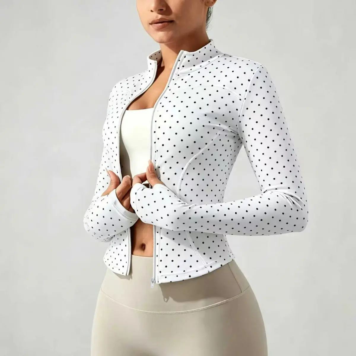 Women's High Neck Quick-Dry Slim-Fit Long-Sleeve Yoga Jacket - Body-Shaping Workout Wear for Cycling, Running Fitness Activities