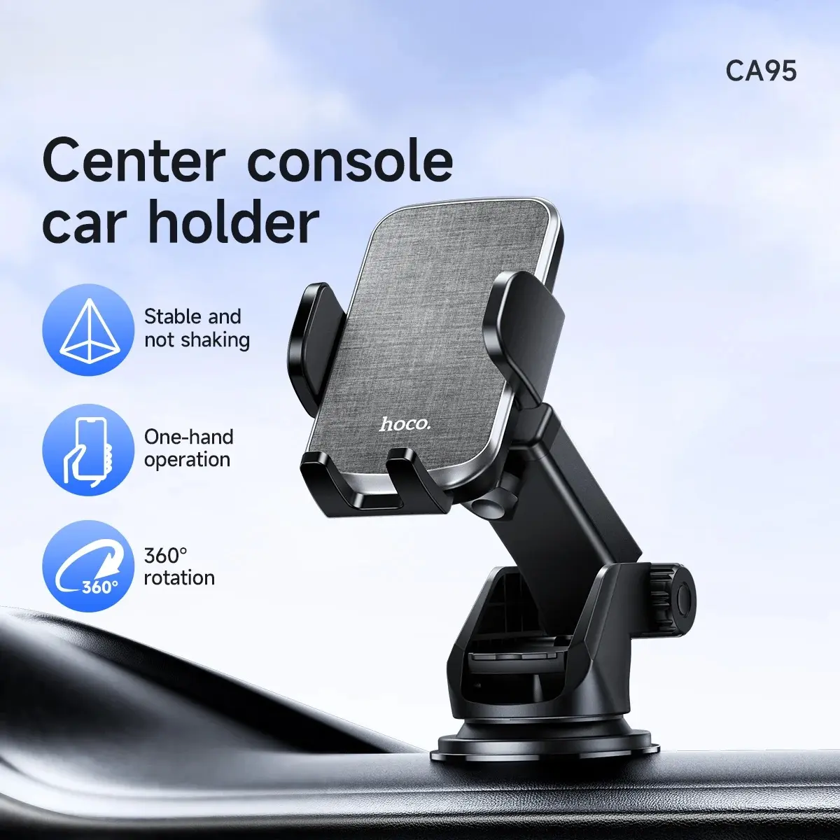 HOCO Car Phone Holder - Premium Telescopic Suction Cup Mount for Stable & Secure Mobile Support