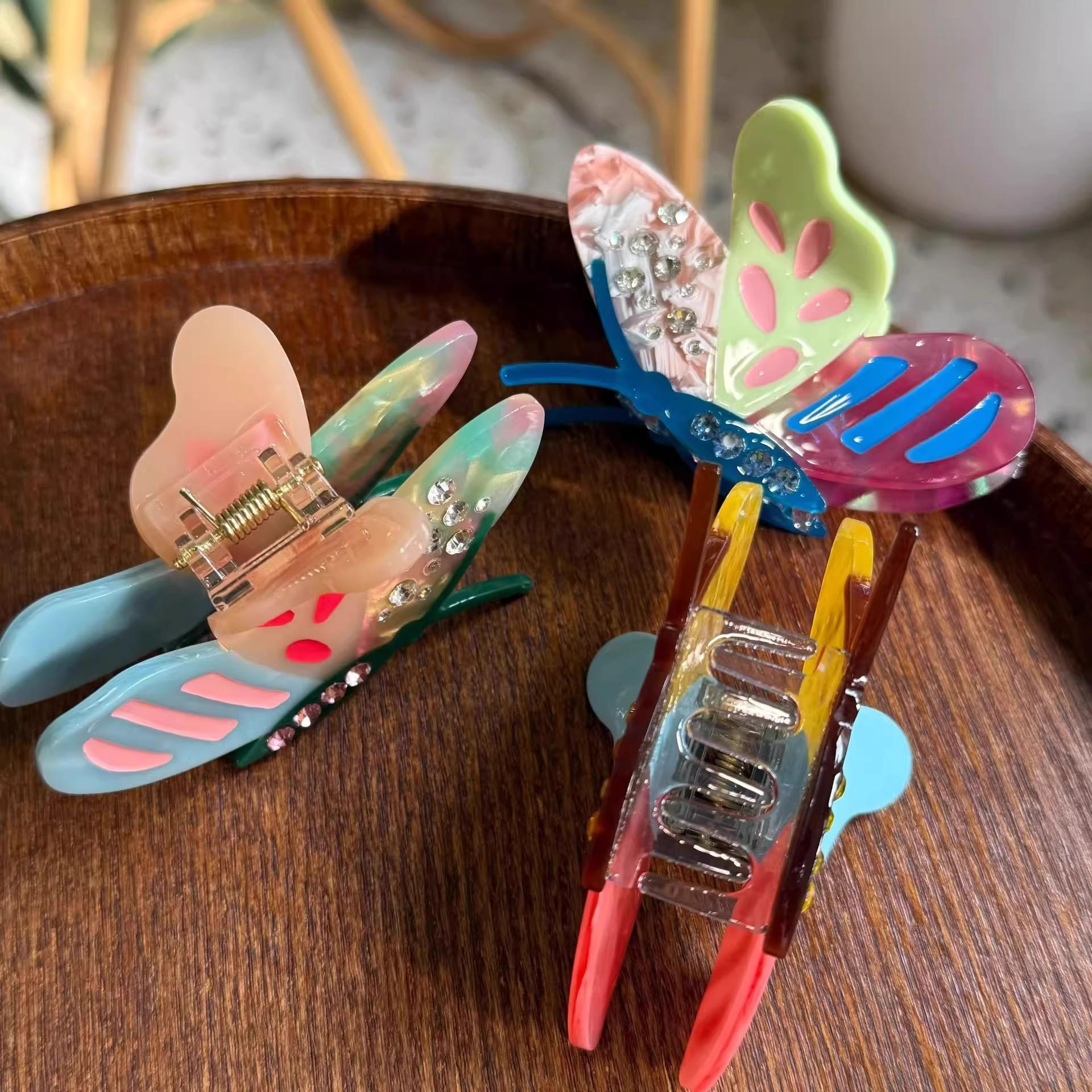 2 pcs New Butterfly Hair Clip Premium Acetate Updo Accessory |   Korean-Style Fashion Hair Clip for Women