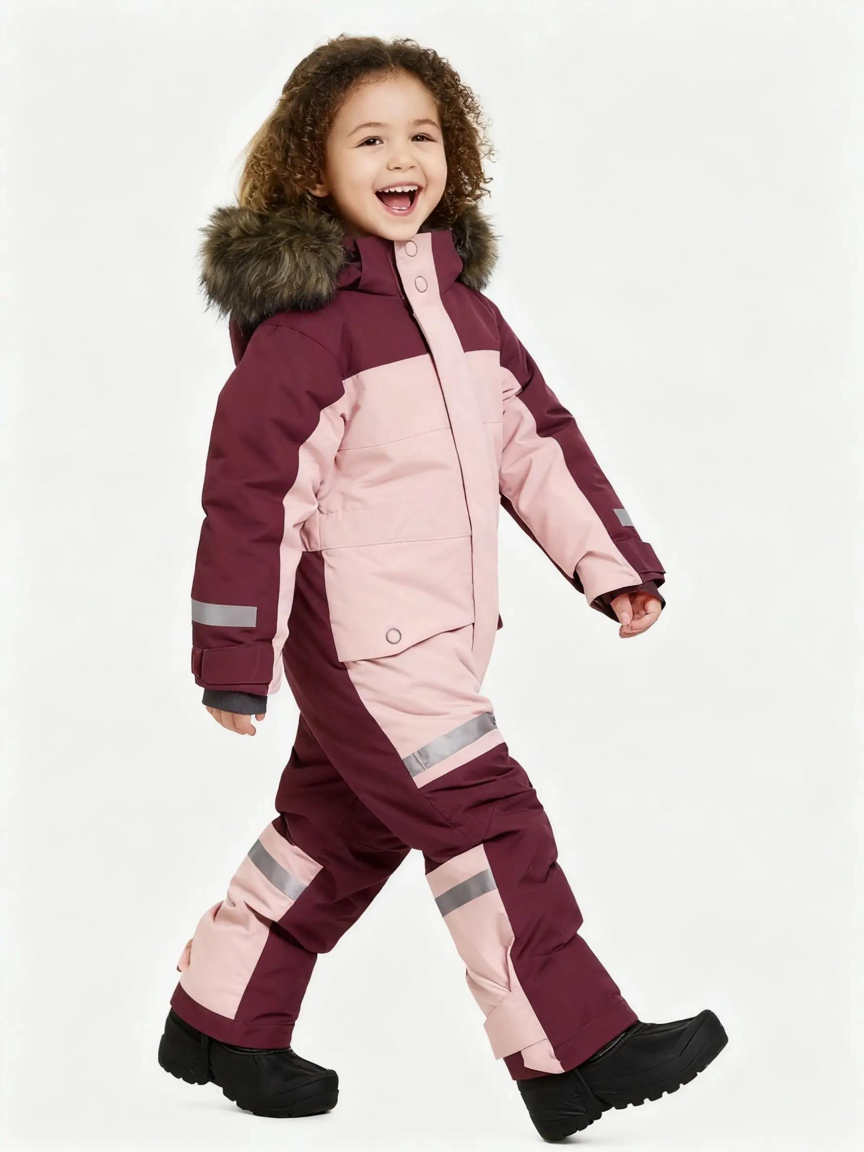(New)[Windproof Snowsuit] Kids' Winter Ski Jumpsuit, Windproof Loose-Fit Snowsuit with Zipper Design 3-14 Years Old Boys and Girls Outdoor Warmth waterproof warm