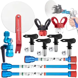 11PCS Airless Paint Accessories Tool Set, Included 4 Nozzle (209 313 415 517)&2 Nozzle Holder &3 Spraying Gun Extension Rod(7.87/11.81/11.81inch)&Spray Guide Accessories Tool for Wall Painting & DIY Painting Work