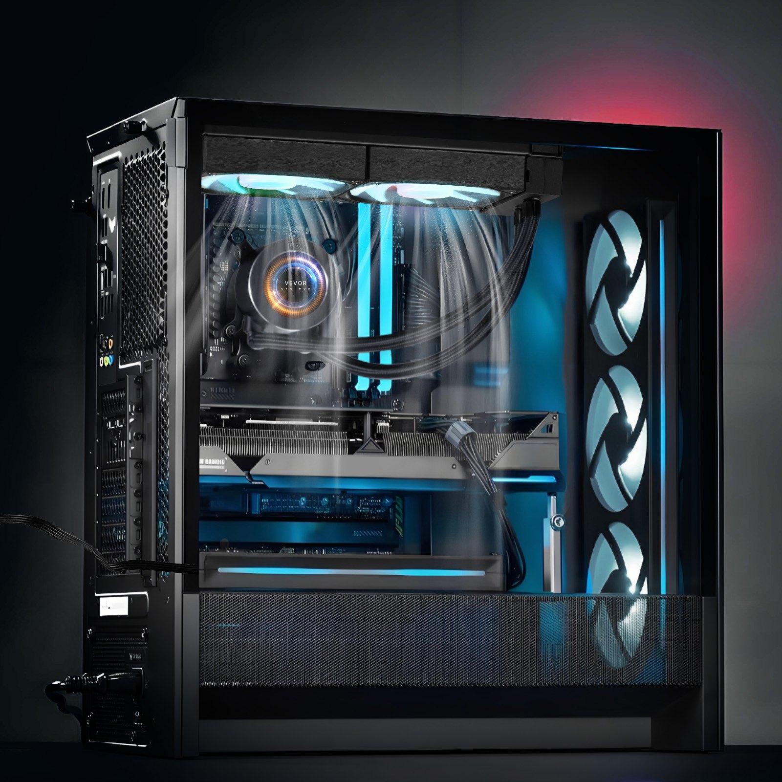 VEVOR CPU Liquid Cooler, AIO CPU Water Cooler - 120mm PWN Fans & Pump, Customizable Black PC Liquid Cooler with 2.1'' LCD Display & ARGB light, for Intel 115X/1366/2011/1700/1200, AMD AM4/AM5 VEVOR CPU Liquid Cooler, AIO CPU Water Cooler - 120mm PWN Fans & Pump, Customizable Black PC Liquid Cooler with 2.1'' LCD Display & ARGB light, for Intel 115X/1366/2011/1700/1200, AMD AM4/AM5