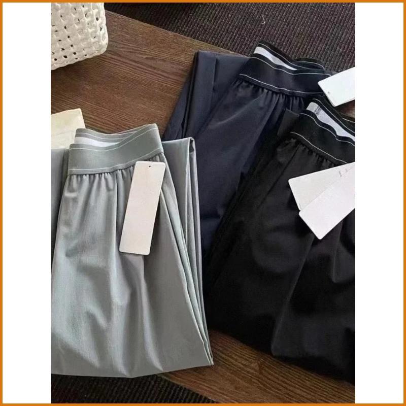 Women'S Elastic High-Waisted Wide Leg Pants - American Retro Loose Straight Lightweight Quick-Dry Breathable Casual Everyday Chic Bottoms