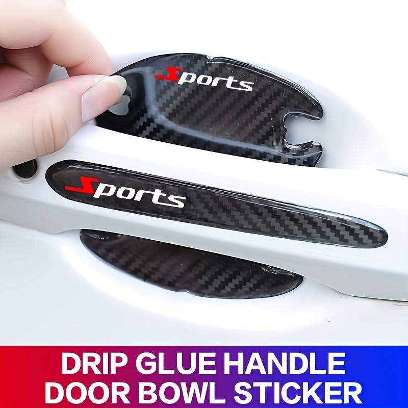 8pcs Polyester Car Door Handle & Bowl Protector Stickers - Scratch-Resistant Rubber, Fit for Front Door Protection, Vehicle Accessories (Red & Blue), Vehicle Handle Cover | Modern Vehicle Decor | Durable Polyester