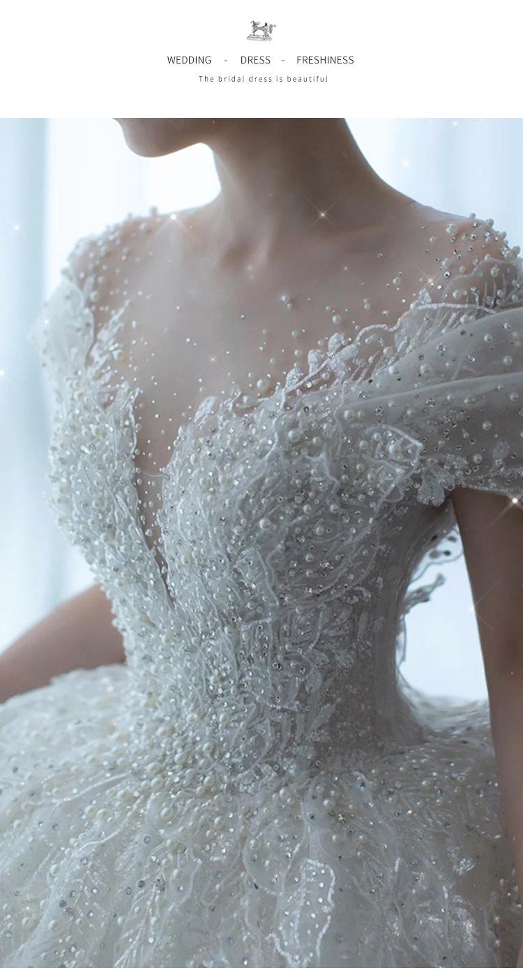 2026 New Arrival Main Wedding Dress – French Luxury Heavy Embellished Train, Princess Style for Petite Bride & Maternity, High-End Textured Gown