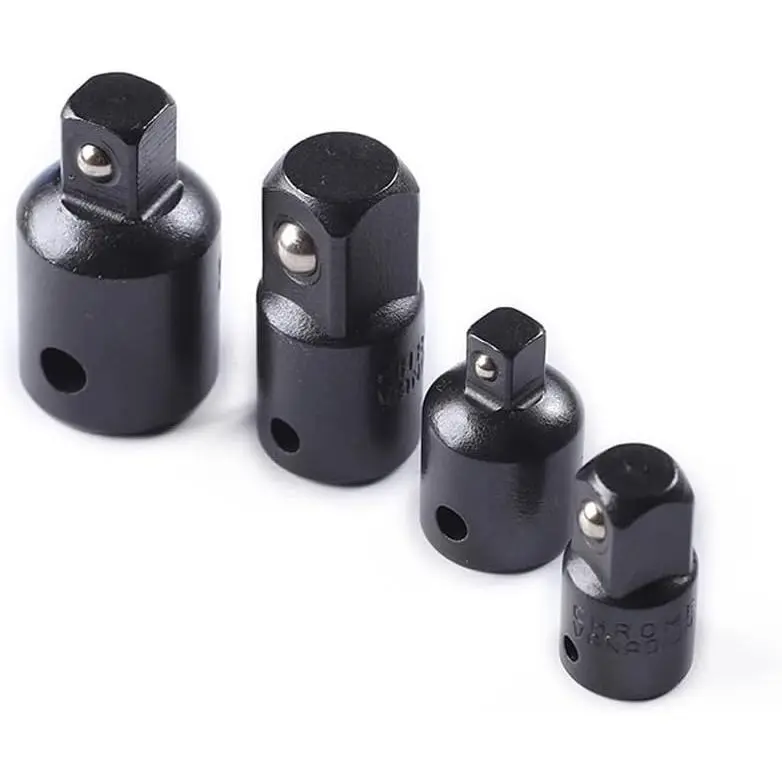 4 count 1/2 to 3/8 3/8 3/8 to 1/4 Square Ratchet Socket Reducer Adapter Kit (Black)