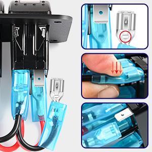 Nilight 5Gang Aluminum 5Pin ON/Off Green Rocker Switch Panel w/ 4.8 Amp Dual USB Charger Voltmeter Truck Car Caravan Rv Plug