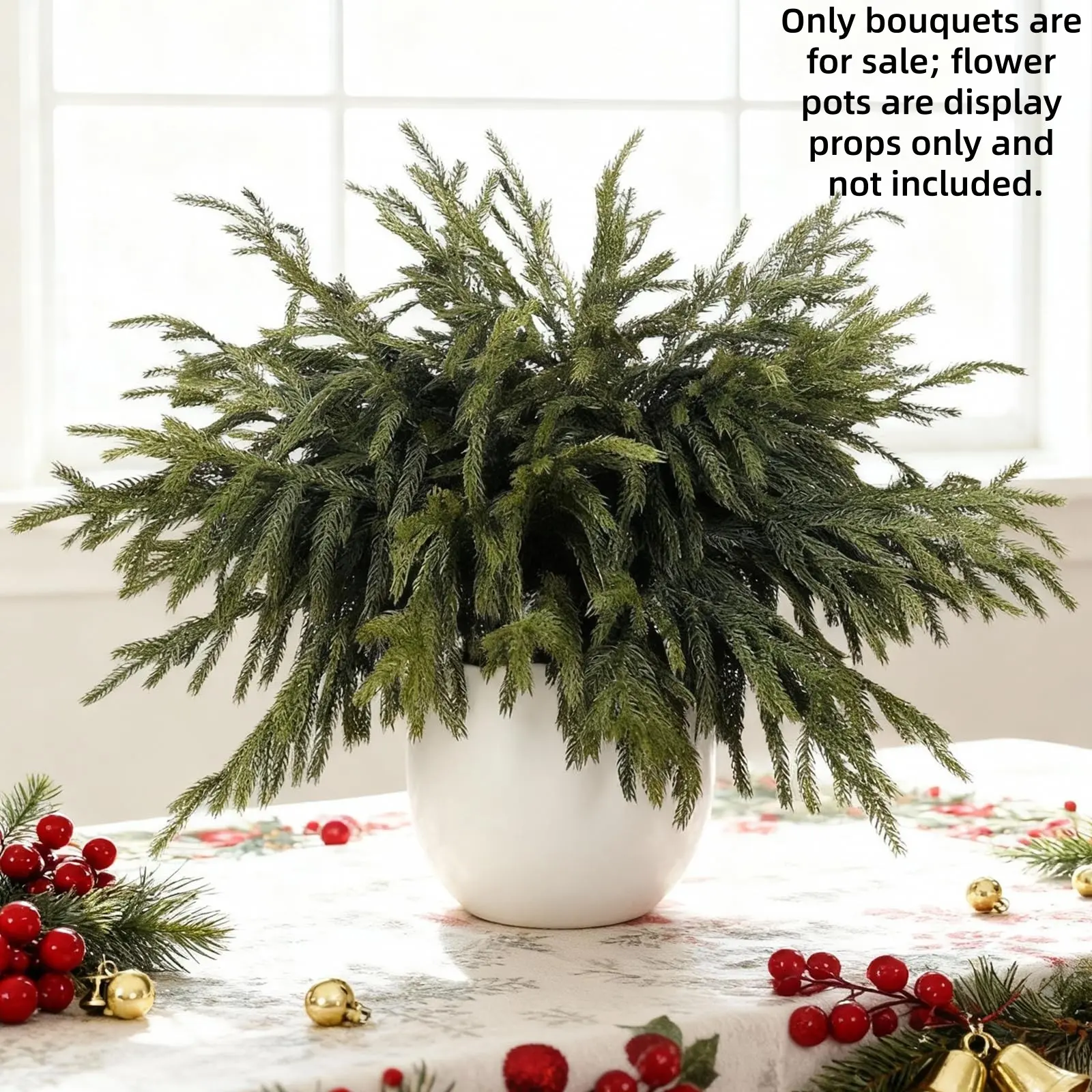 18 Inch Artificial Norfolk Pine Branches, Real Touch Soft Pine Stems, Faux Evergreen Pine Picks for Christmas Decor
