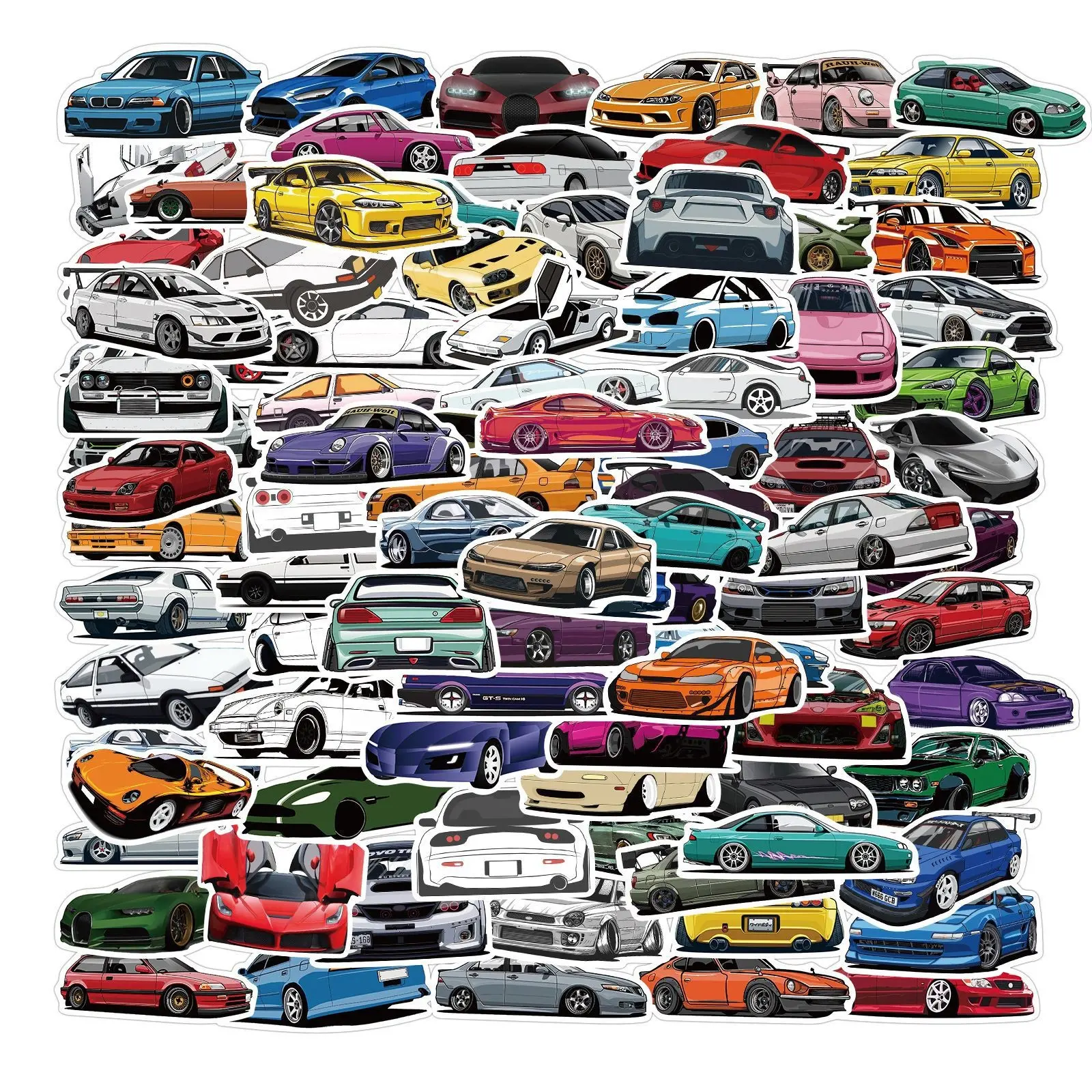 100 Sheets Cartoon Jdm Car Graffiti Stickers, Decal for Cars, Waterproof Motorcycle Luggage Decorative Stickers, Sticker Decals, Fun and Durable Design