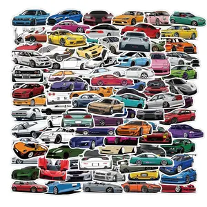 100 Sheets Cartoon Jdm Car Graffiti Stickers, Waterproof Motorcycle Luggage Decorative Stickers, Fun and Durable Design