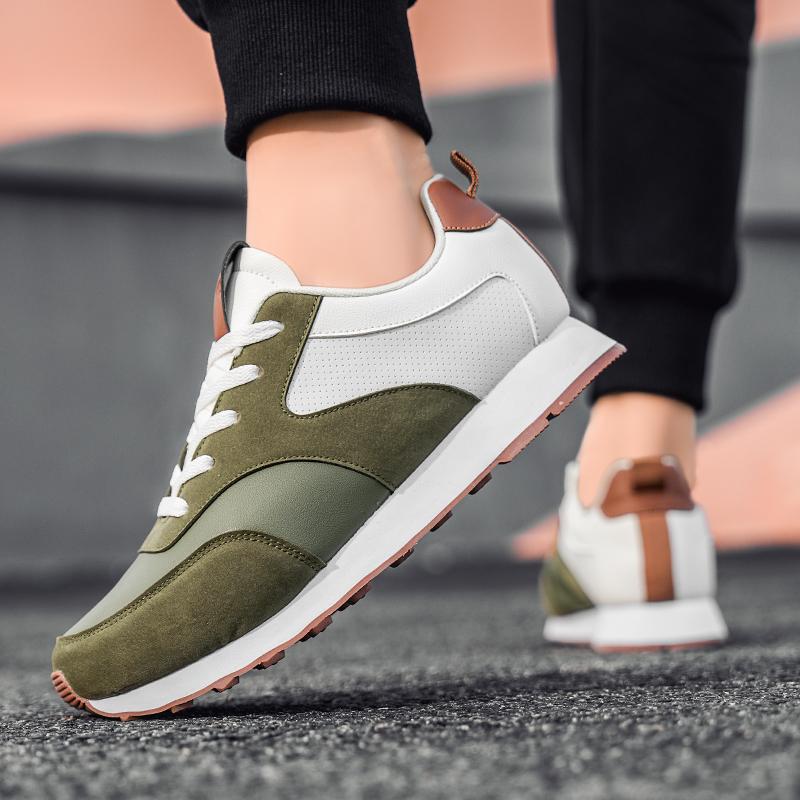 Comfortable green sneakers suitable for men's daily wear, with white accents