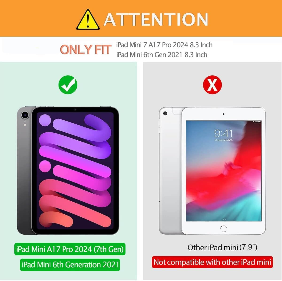 Case for iPad mini 7 (A17 Pro) 2024/ Mini 6 2021, iPad mini 7th/6th Generation Case with Screen Protector - Shockproof with Handle Stand Protective Cover for iPad 8.3 Inch, Light