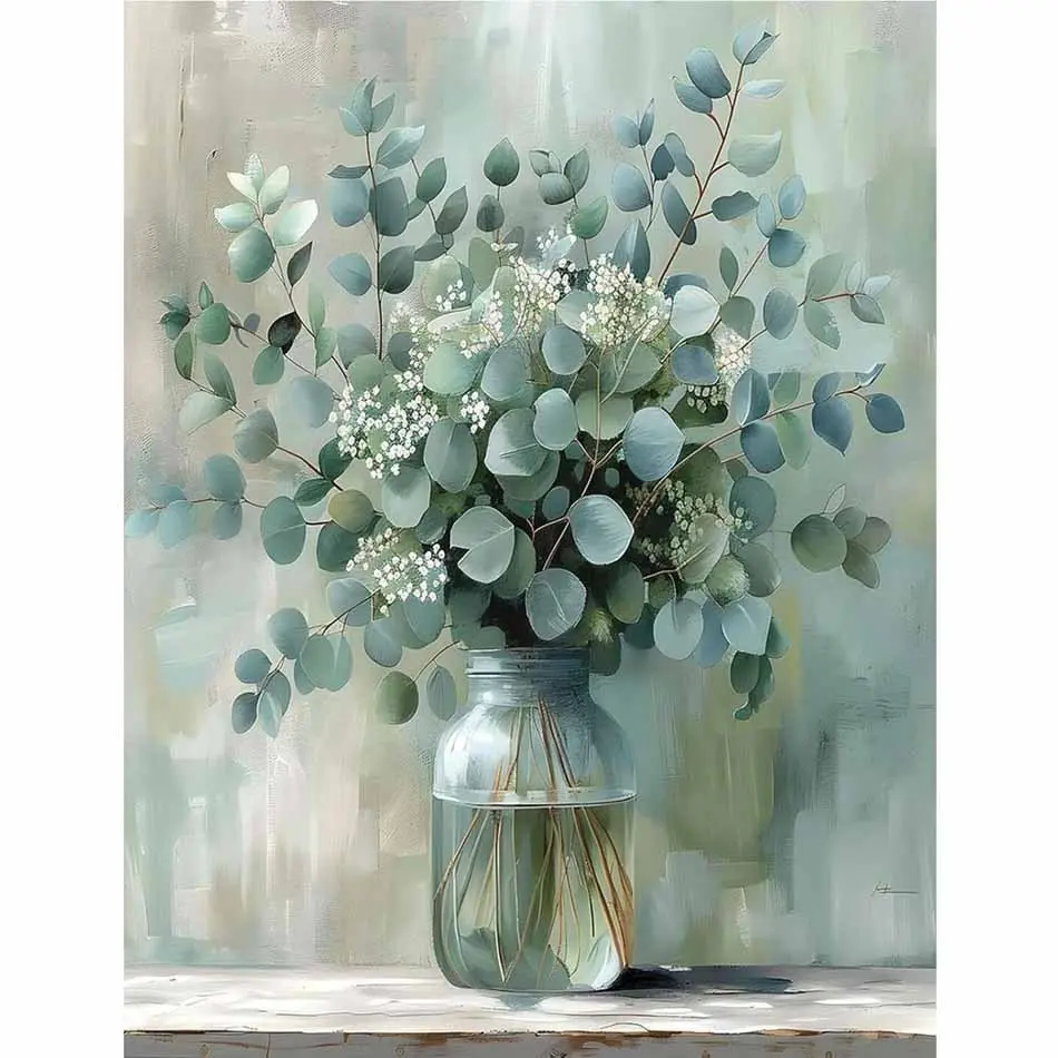 Professional Art Use Paint by Number Kits for Adults - "Greenery" on Canvas, Beginner Friendly Canvas Without Frames | Home Wall Decor, Unique Gift Ideas for Women & Men, Relaxing Art Therapy Projects 16X20Inch