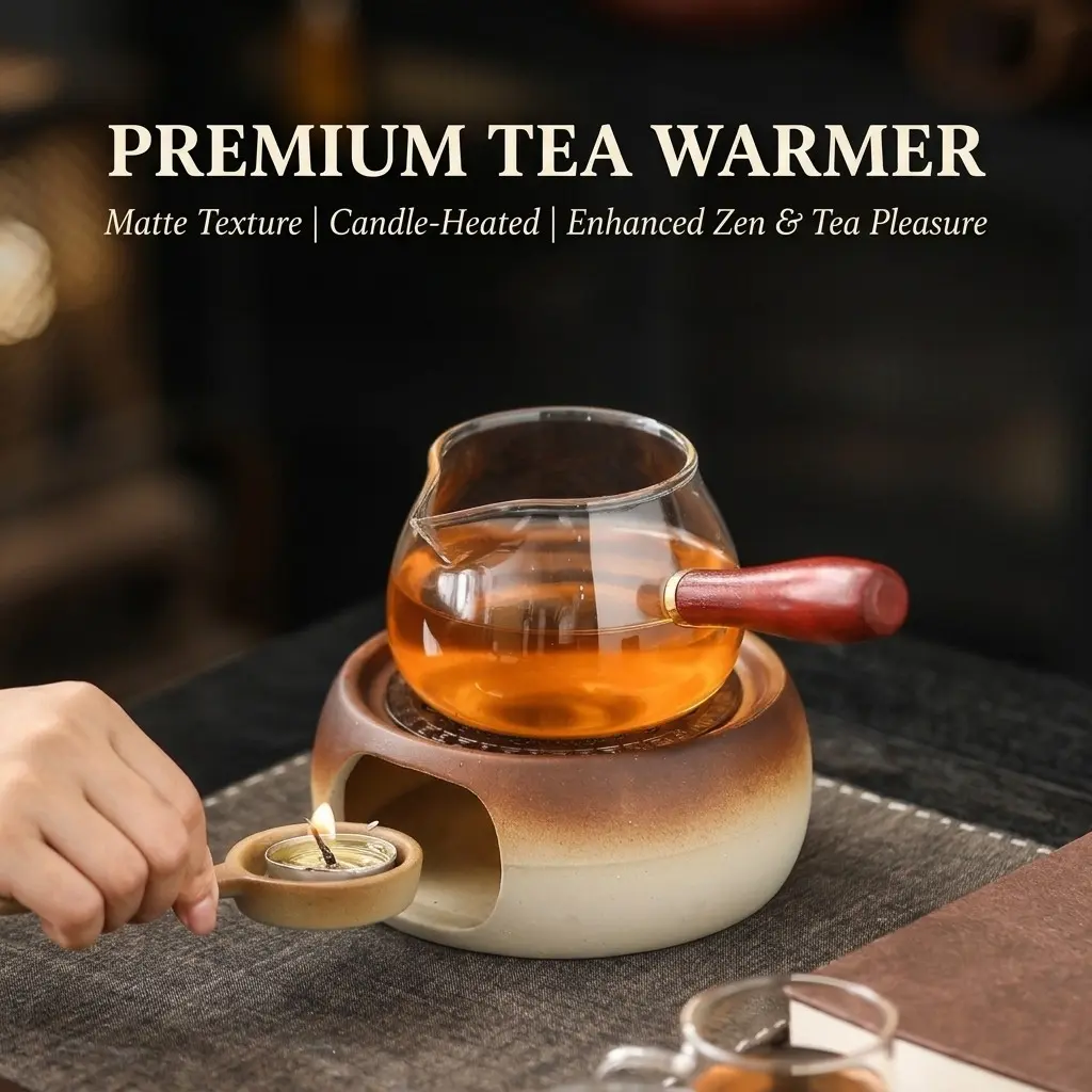 Japanese Ceramic Tea Warmer, Candle Heated Wine Warmer, Thick Clay Base, Ideal for Heating and Brewing Tea, Perfect for Home Use