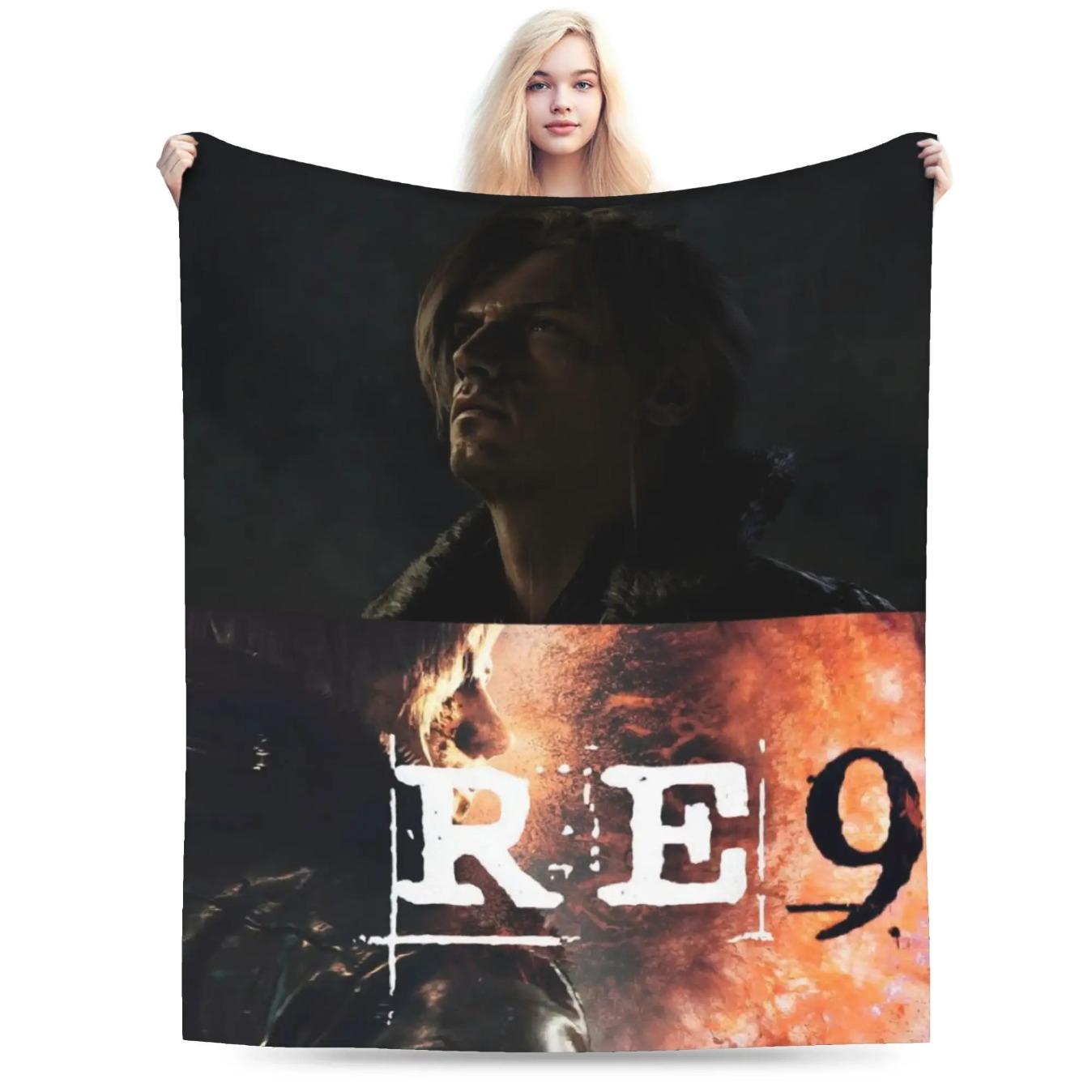 Resident Evil 9 Requiem Leon Inspired Game Throw Blanket Ultra Soft Cozy Plush Gaming Blanket for Sofa Bedroom Living Room Bedding Multiple Sizes Horror Game Fan Gift