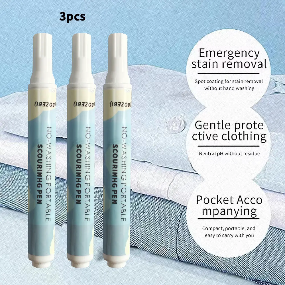 BOZEBI 3pcs Household Portable Stain Remover Pen - Waterless Emergency Clothing Cleaner, Multi-Purpose Waterless All-Purpose Cleaners for Travel Home Care, Multi-Purpose All-Purpose Cleaners