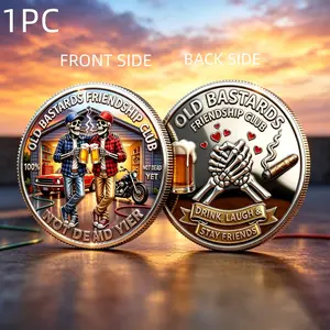 1pc Friendship Collectible Coin, Alloy 3D Relief Humorous Brothers Design, Decorative Memorial Gift, Christmas Birthday Present