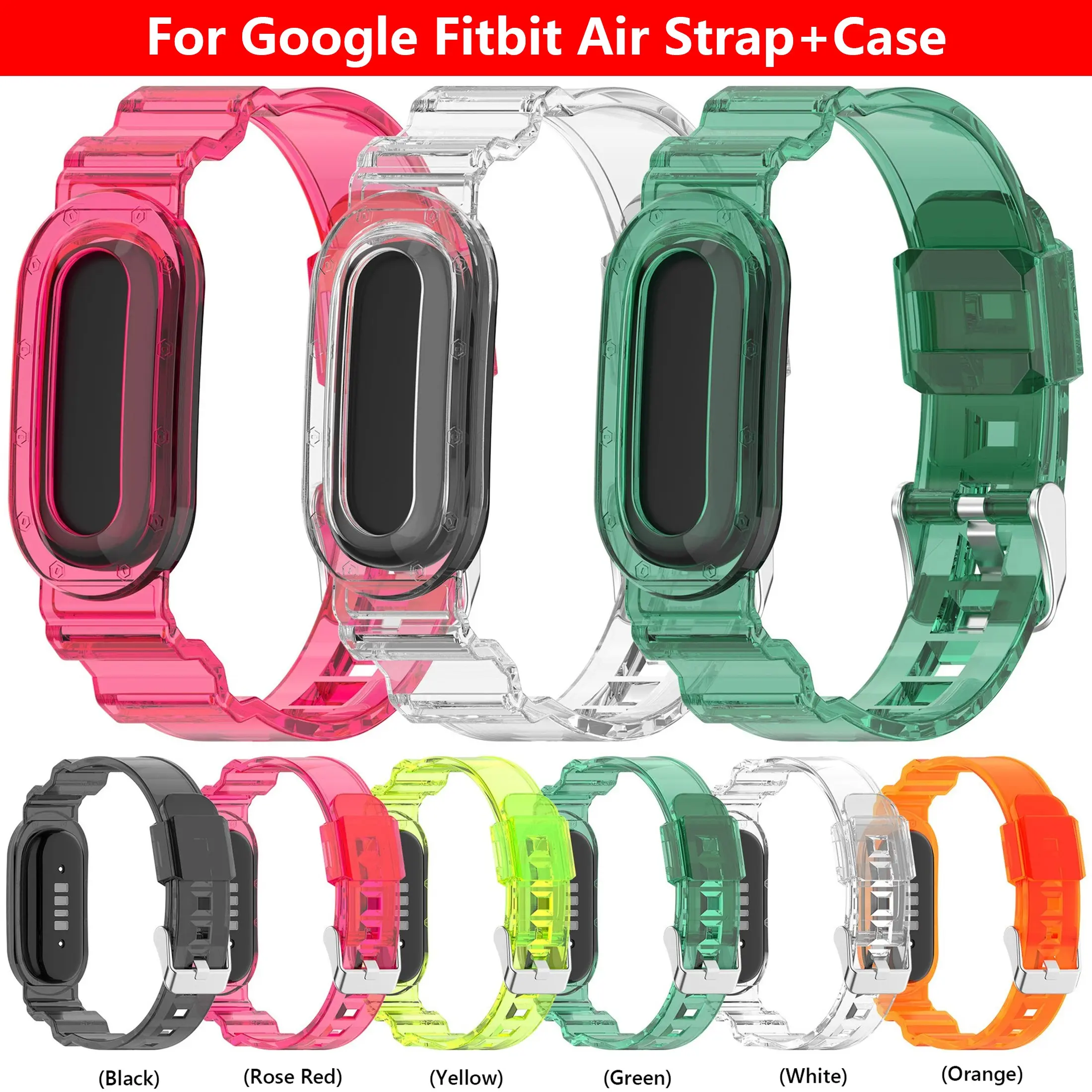 For Fitbit Air Strap Transparent Glacier TPU Protective Band Soft Replacement Wristband Smart Watch Straps Metal Buckle