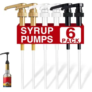 6 Pack Syrup Pumps Leak Proof Coffee Syrup Dispenser, Fits 25.4 Oz Coffee Flavoring Syrup Bottles, Great for Home & Coffee Bar Drinking Mixes, Cocktails, Beverage