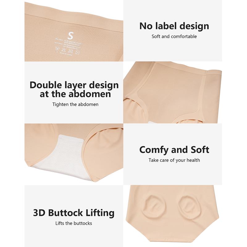 LEVAO Seamless High Waisted Underwear for Women – 4 Pack No Show Light Tummy Control Briefs, Invisible Shapewear Panties (S-XXL)