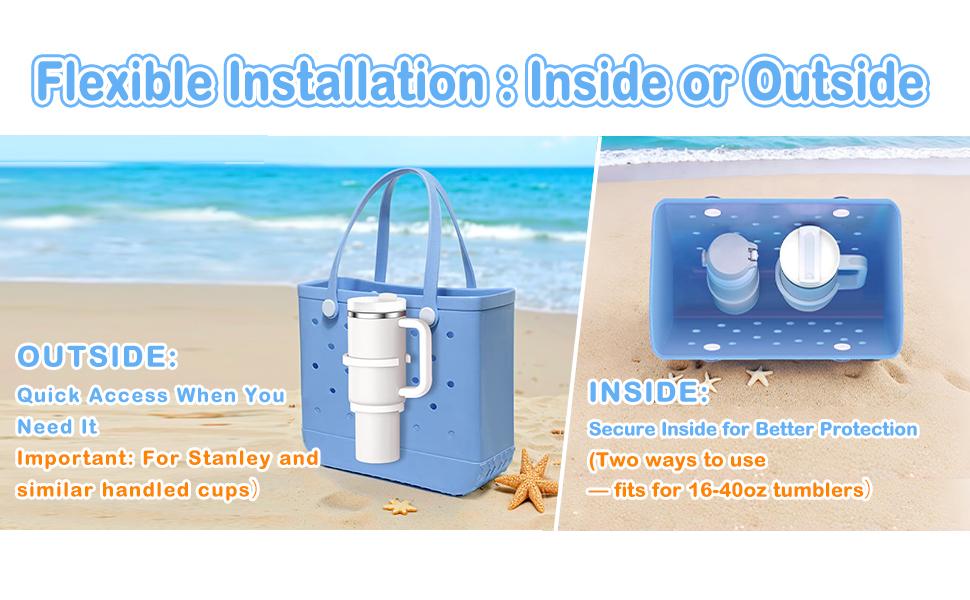 Cup Holder for Bogg Bag – Compatible with Stanley 30oz/40oz Tumblers, Adjustable Bogg Bag Accessories Insert, Drink Holder Compatible with Simply Southern & Simply Modern Tote Bags